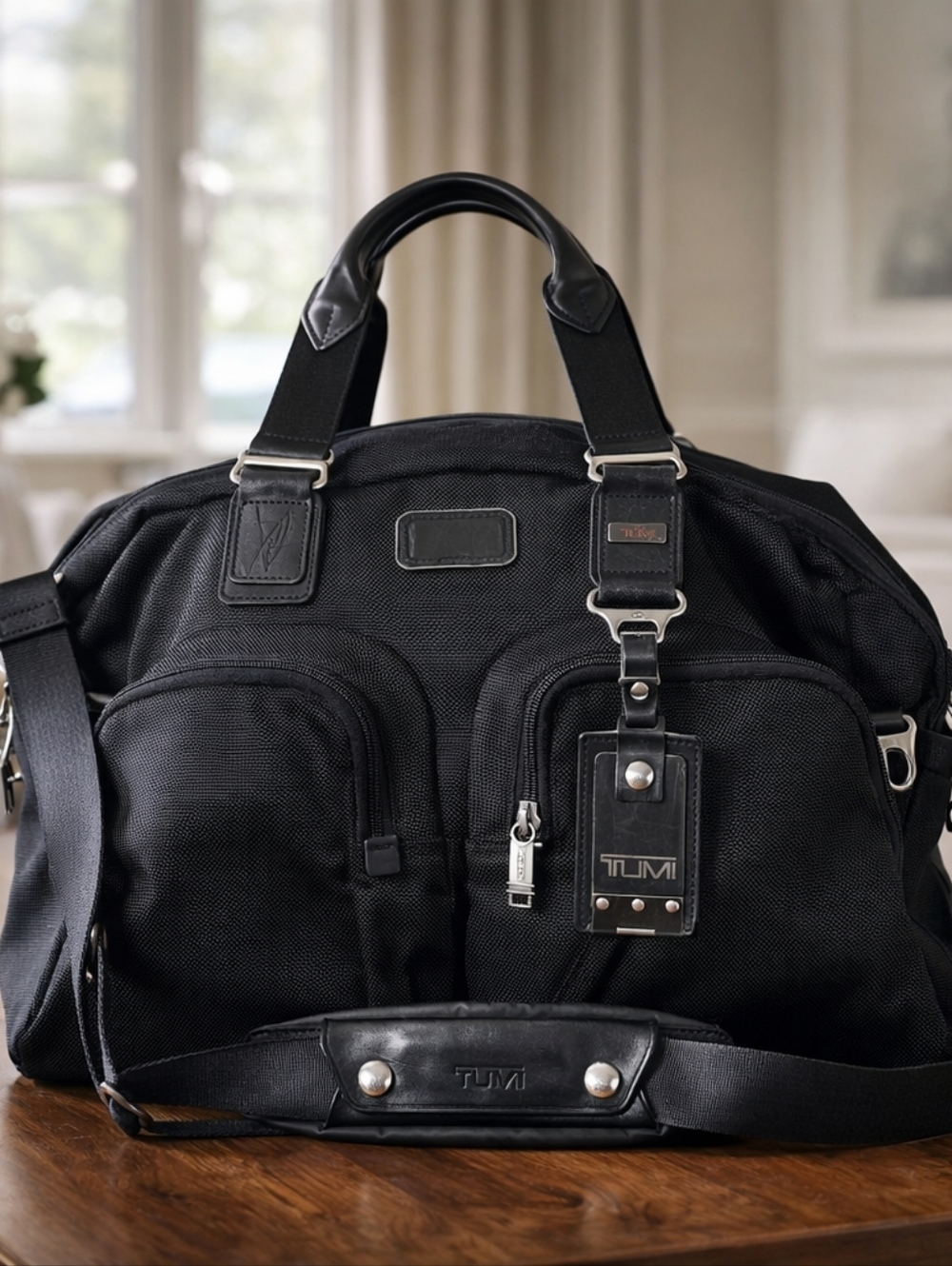 TUMI Black Ballistic Nylon Travel/Duffle Bag Carry-On – Multi Pocket w/ Strap